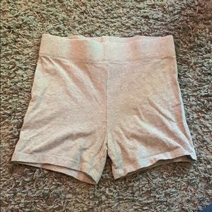 Gray high-waisted biker shorts